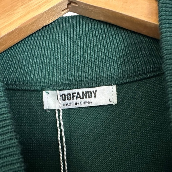 COOFANDY Mens Mock Short Sleeve Sweater Size Large Green Casual - Picture 6 of 6